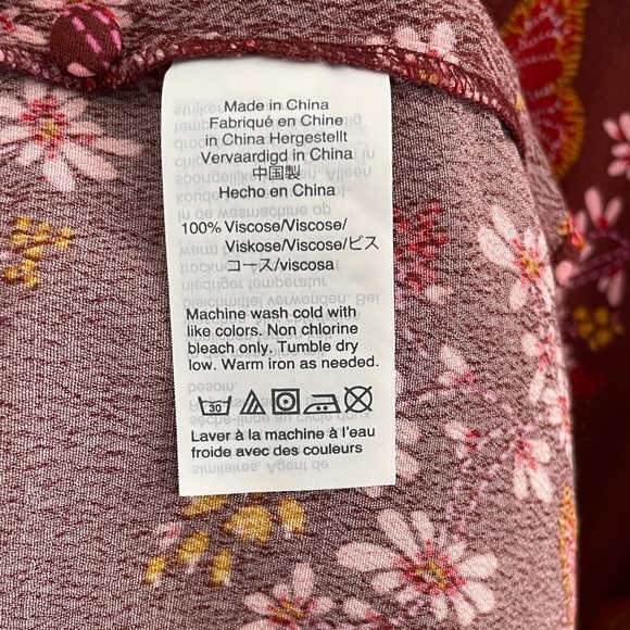 Madewell Burgundy Pleated Wrap Floral Mini Dress Ruffle Hem Size 8 - Picture 16 of 16